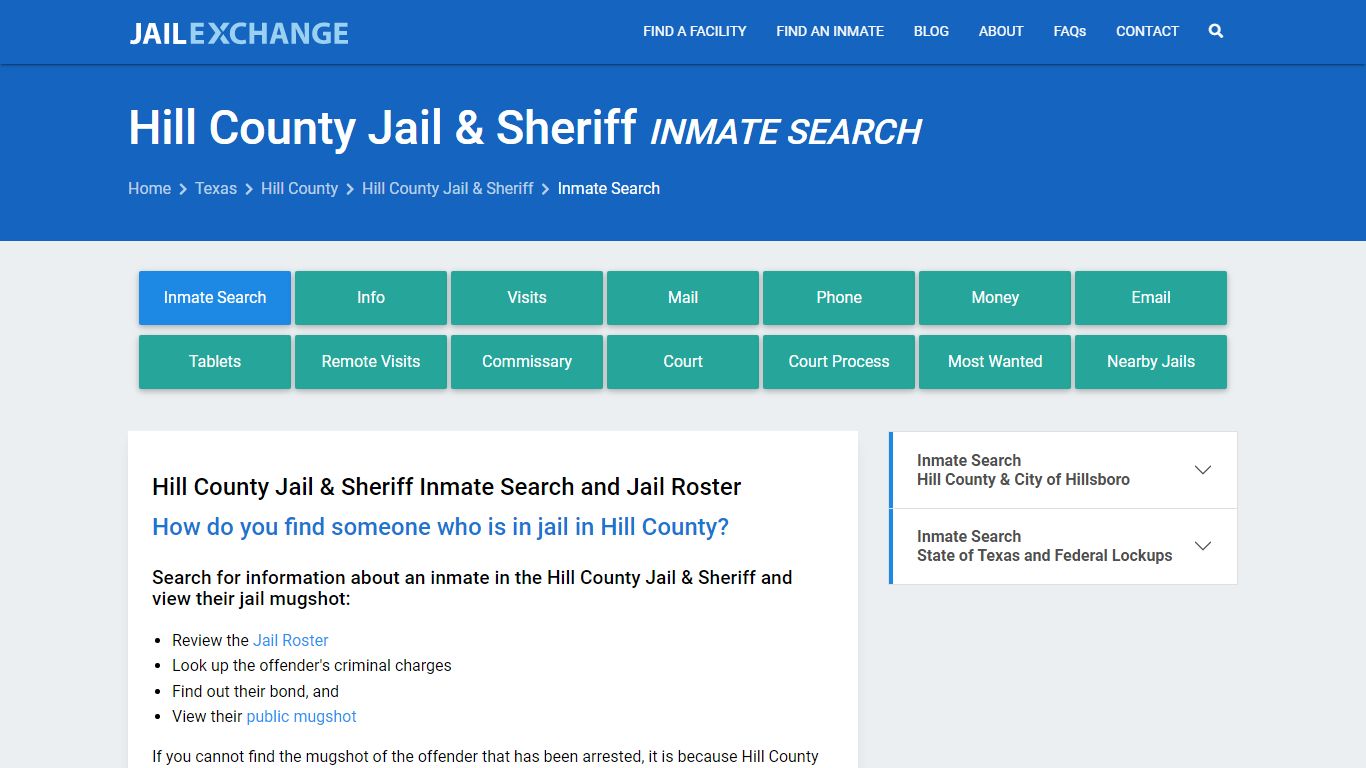 Inmate Search: Roster & Mugshots - Hill County Jail & Sheriff, TX